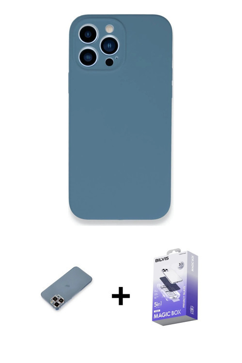 iPhone 13 Pro Max Kılıf Zirve Modern Özel Seri - Siyah Bilvis 5in1 5D Magic Hayalet Cam Ekran K