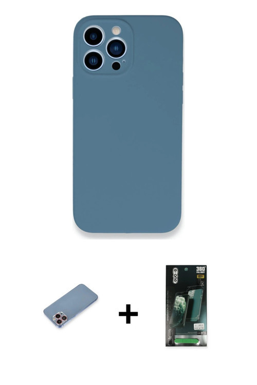ieg™ iPhone 13 Pro Max Kılıf Zirve Modern Özel Seri - Şeffaf 360 Full Body Arka Koruyucu + Pembe Shi