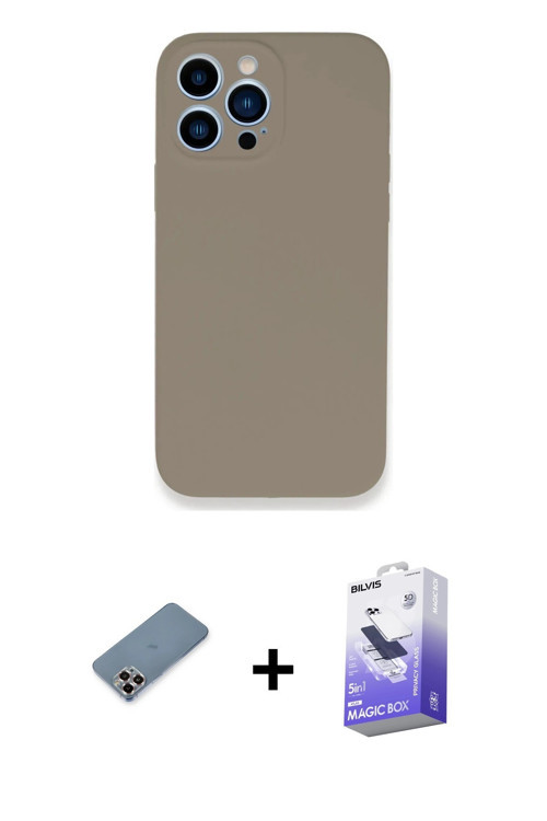 iPhone 13 Pro Max Kılıf Zirve Modern Özel Seri - Siyah Bilvis 5in1 5D Magic Hayalet Cam Ekran K