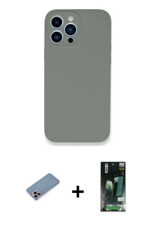 ieg™ iPhone 13 Pro Max Kılıf Zirve Modern Özel Seri - Şeffaf 360 Full Body Arka Koruyucu + Pembe Shi