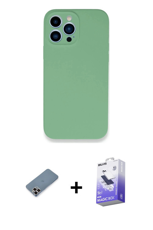iPhone 13 Pro Max Kılıf Zirve Modern Özel Seri - Siyah Bilvis 5in1 5D Magic Hayalet Cam Ekran K