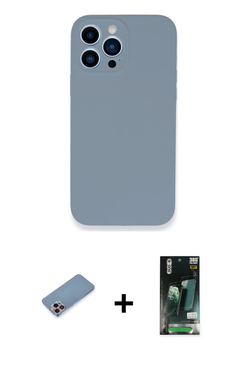 ieg™ iPhone 13 Pro Max Kılıf Zirve Modern Özel Seri - Şeffaf 360 Full Body Arka Koruyucu + Pembe Shi