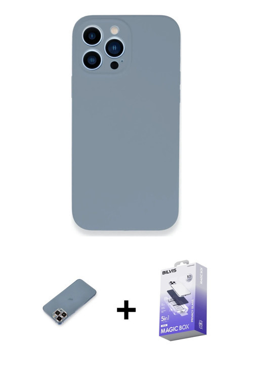 iPhone 13 Pro Max Kılıf Zirve Modern Özel Seri - Siyah Bilvis 5in1 5D Magic Hayalet Cam Ekran K