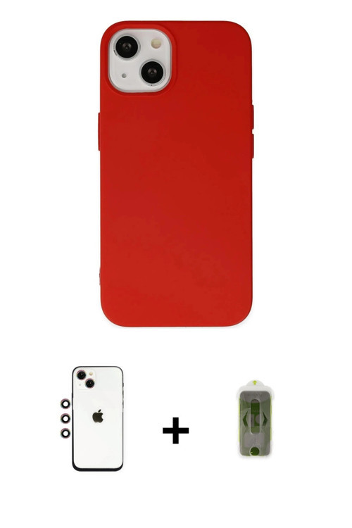 ieg™ iPhone 14 Kılıf Ahenk Serisi - Siyah Joko Magic 5D Hayalet Cam + Gökkuşağı Shine Kamera Lens