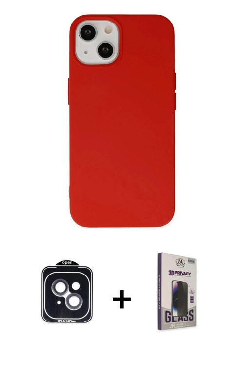 ieg™ iPhone 14 Kılıf Ahenk Serisi - Siyah Bilvis Hayalet Cam Ekran Koruyucu + Siyah PVD Metal Kamera