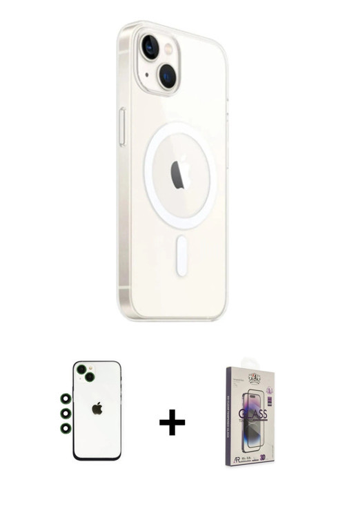 ieg™ iPhone 14 Kılıf Ahenk Yansıma Prime - Siyah Bilvis 3D Cam Ekran Koruyucu + Yeşil Shine Kamera L