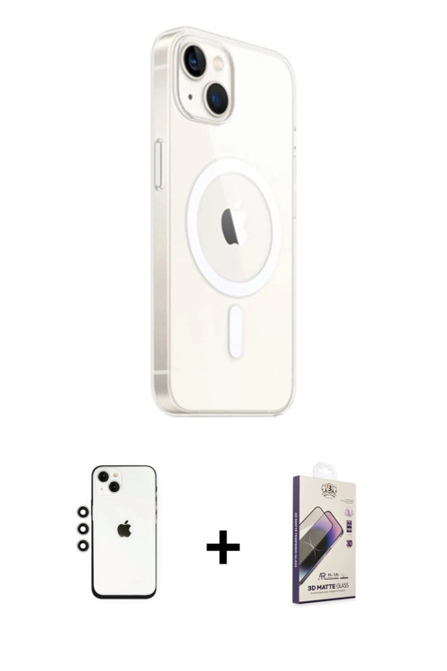 ieg™ iPhone 14 Kılıf Ahenk Yansıma Prime - Siyah Bilvis 3D Mat Cam Ekran Koruyucu + Gümüş Shine Kame