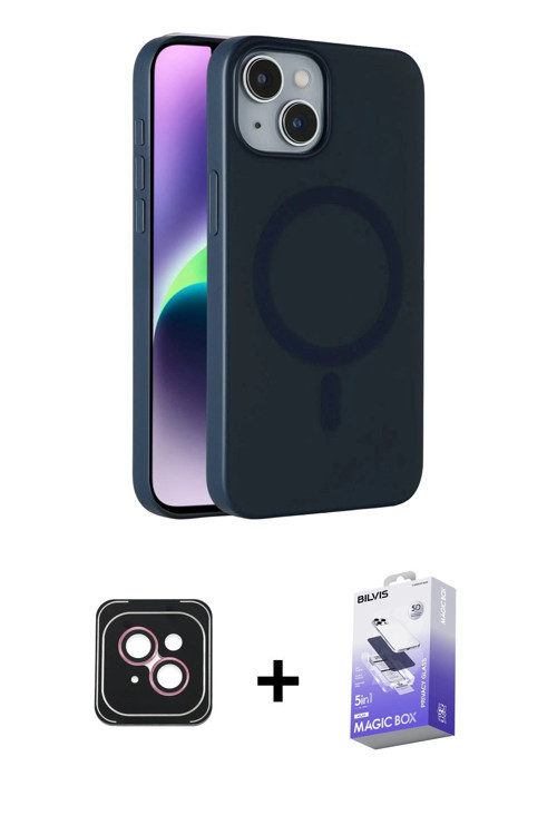 ieg™ iPhone 14 Kılıf Çekirdek Modern Prime - Siyah Bilvis 5in1 5D Magic Hayalet Cam Ekran Koruyucu +