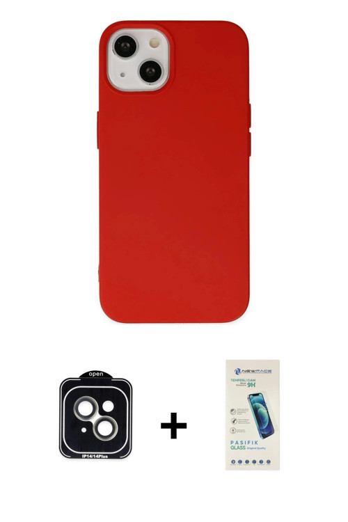 ieg™ iPhone 14 Kılıf Ahenk Serisi - Şeffaf Pasifik Cam Ekran Koruyucu + Yeşil PVD Metal Kamera Lens