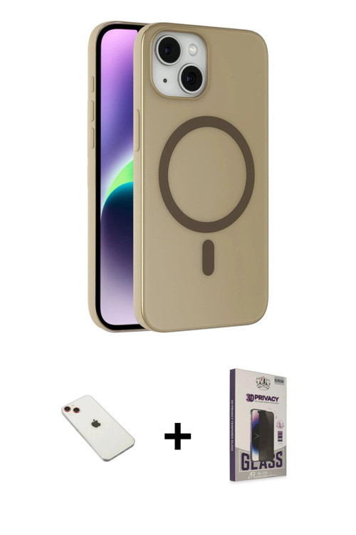 ieg™ iPhone 14 Kılıf Çekirdek Modern Prime - Siyah Bilvis Hayalet Cam Ekran Koruyucu + Kırmızı Diamo