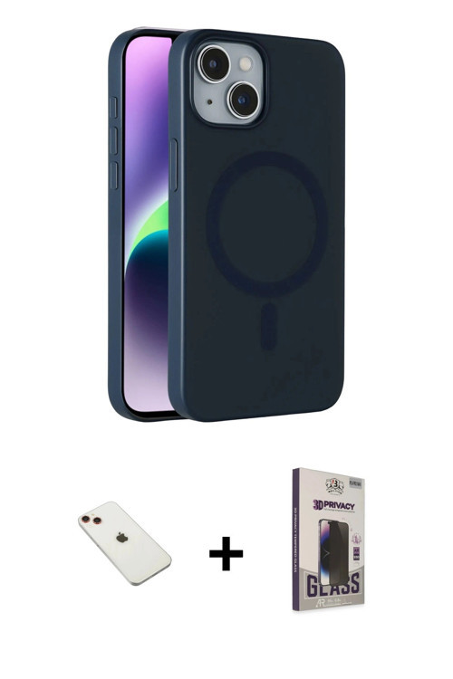ieg™ iPhone 14 Kılıf Çekirdek Modern Prime - Siyah Bilvis Hayalet Cam Ekran Koruyucu + Kırmızı Diamo