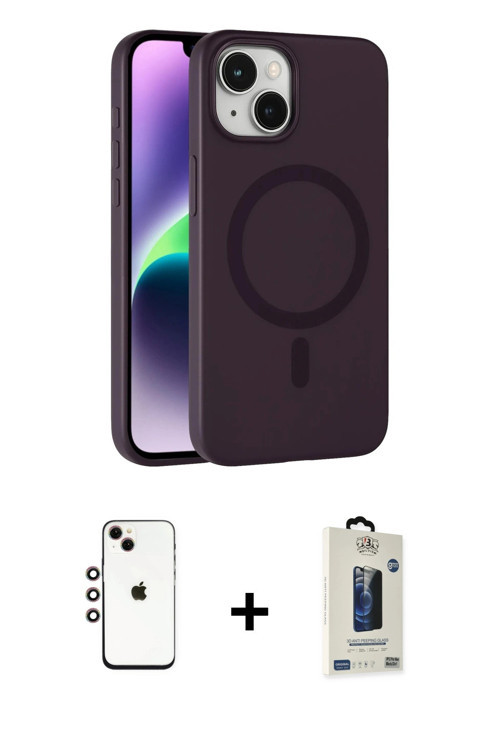 ieg™ iPhone 14 Kılıf Çekirdek Modern Prime - Siyah Bilvis Hayalet Cam Ekran Koruyucu + Gökkuşağı Shi