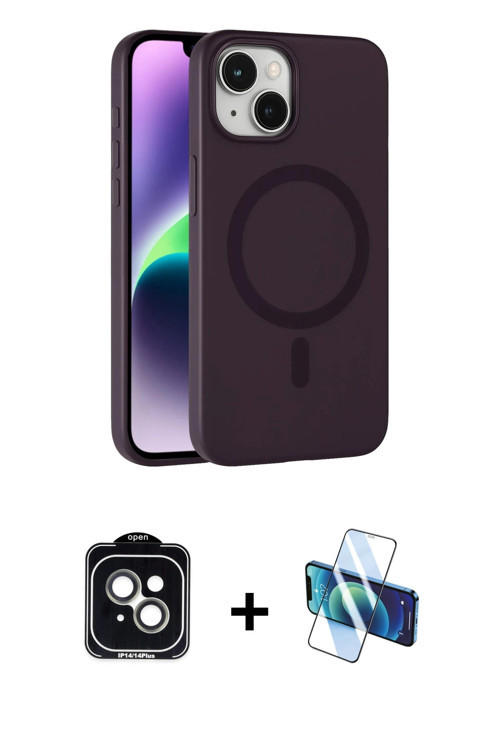 ieg™ iPhone 14 Kılıf Çekirdek Modern Prime - Siyah 3D Antistatik Cam Ekran Koruyucu + Yeşil PVD Meta