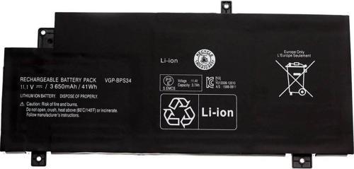 SONY ile Uyumlu Vaio SVF15A15STB Batarya ile  Pil VGP-BPS34