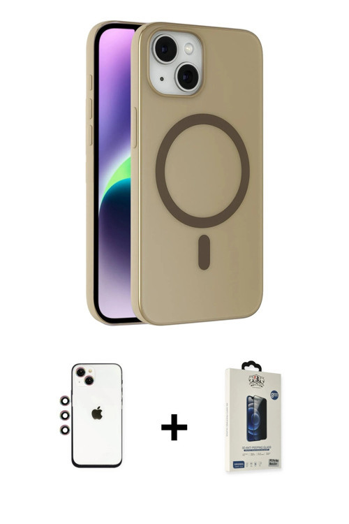 ieg™ iPhone 14 Kılıf Çekirdek Modern Prime - Siyah Bilvis Hayalet Cam Ekran Koruyucu + Gökkuşağı Shi