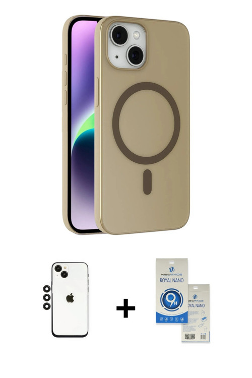 ieg™ iPhone 14 Kılıf Çekirdek Modern Prime - Şeffaf Royal Nano Ekran Koruyucu + Siyah Shine Kamera L
