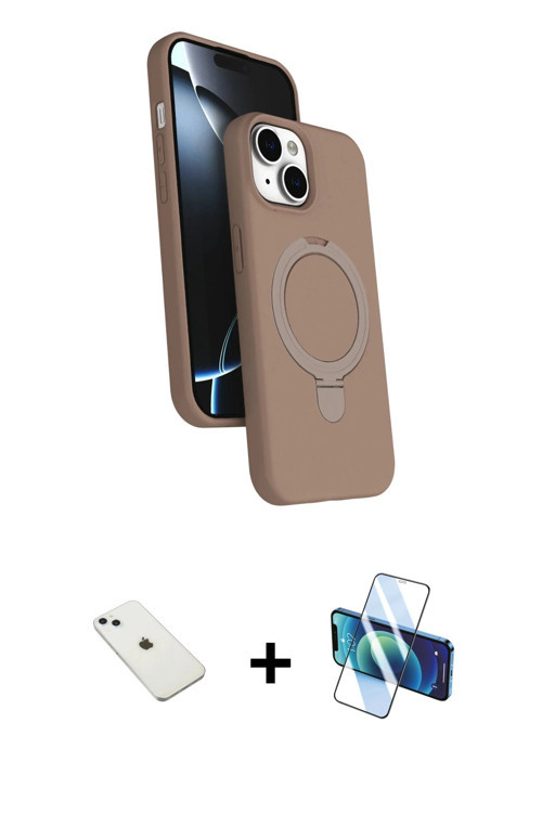 ieg™ iPhone 14 Kılıf İz Işık Koleksiyonu - Siyah 3D Antistatik Cam Ekran Koruyucu + Sierra Blue Diam