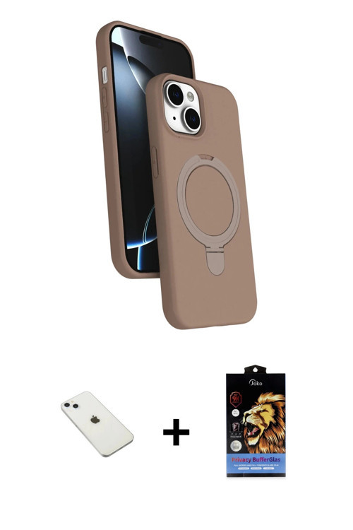 ieg™ iPhone 14 Kılıf İz Işık Koleksiyonu - Siyah Buffer Hayalet Cam Ekran Koruyucu + Sierra Blue Dia
