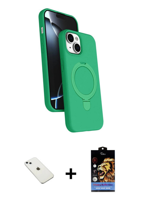ieg™ iPhone 14 Kılıf İz Işık Koleksiyonu - Siyah Buffer Hayalet Cam Ekran Koruyucu + Sierra Blue Dia