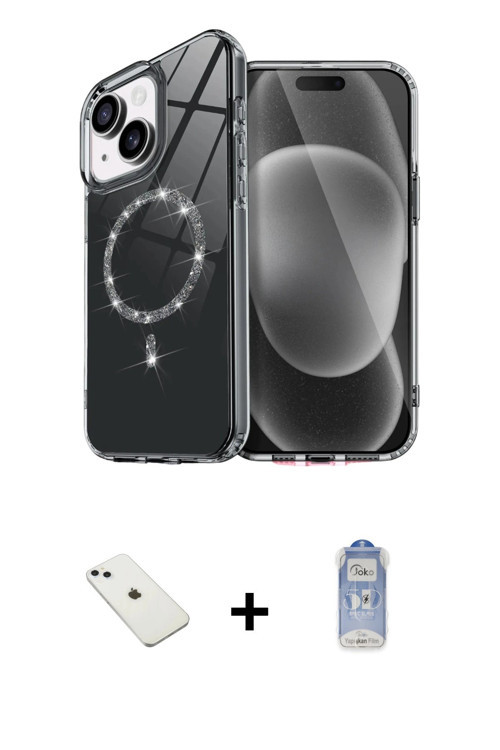 ieg™ iPhone 14 Kılıf Kıvılcım Form Prime - Siyah Joko Magic 5D Cam + Sierra Blue Diamond Kamera Lens