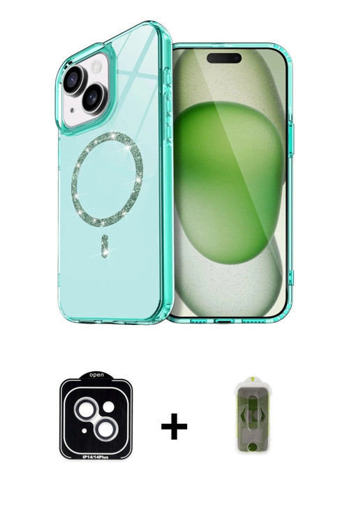 ieg™ iPhone 14 Kılıf Kıvılcım Form Prime - Siyah Joko Magic 5D Hayalet Cam + Gümüş PVD Metal Kamera