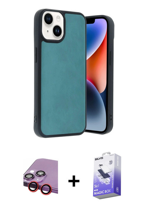ieg™ iPhone 14 Kılıf Kıvılcım Işık Serisi - Siyah Bilvis 5in1 5D Magic Hayalet Cam Ekran Koruyucu +