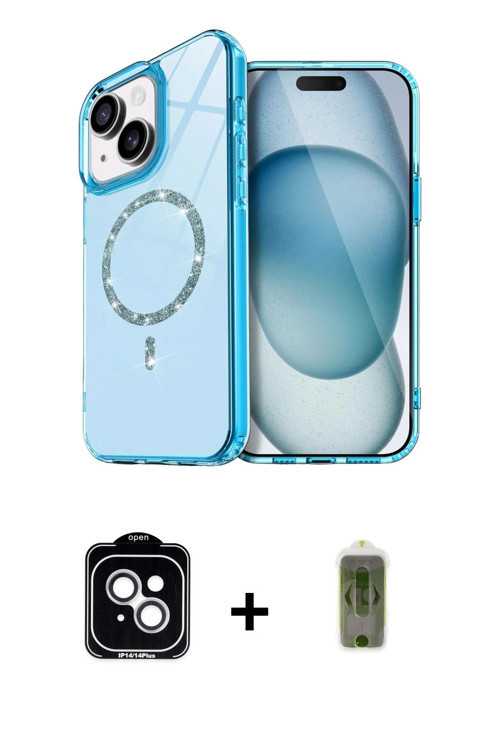 ieg™ iPhone 14 Kılıf Kıvılcım Form Prime - Siyah Joko Magic 5D Hayalet Cam + Gümüş PVD Metal Kamera
