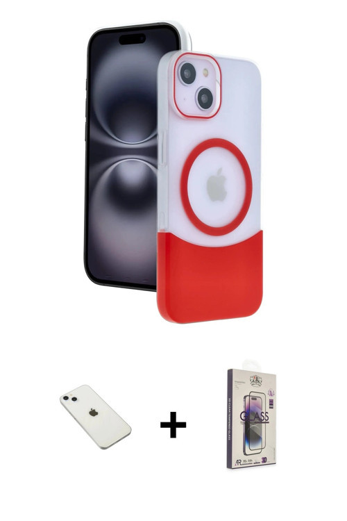 ieg™ iPhone 14 Kılıf Kozmos Form Özel Seri - Siyah Bilvis 3D Cam Ekran Koruyucu + Sierra Blue Diamon