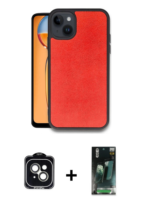 ieg™ iPhone 14 Kılıf Kıvılcım Işık Serisi - Şeffaf 360 Full Body Arka Koruyucu + Yeşil PVD Metal Kam
