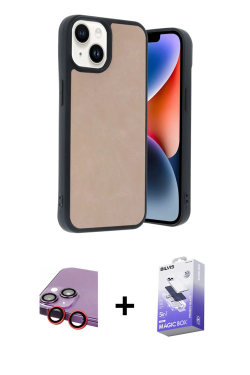 ieg™ iPhone 14 Kılıf Kıvılcım Işık Serisi - Siyah Bilvis 5in1 5D Magic Hayalet Cam Ekran Koruyucu +
