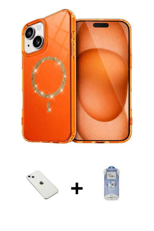 ieg™ iPhone 14 Kılıf Kıvılcım Form Prime - Siyah Joko Magic 5D Cam + Sierra Blue Diamond Kamera Lens