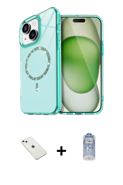 ieg™ iPhone 14 Kılıf Kıvılcım Form Prime - Siyah Joko Magic 5D Cam + Sierra Blue Diamond Kamera Lens