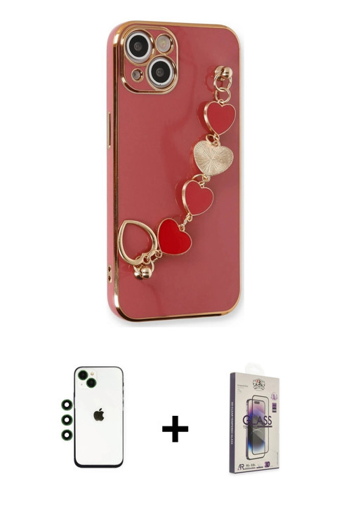 ieg™ iPhone 14 Kılıf Nova Işık Prime - Siyah Bilvis 3D Cam Ekran Koruyucu + Yeşil Shine Kamera Lens