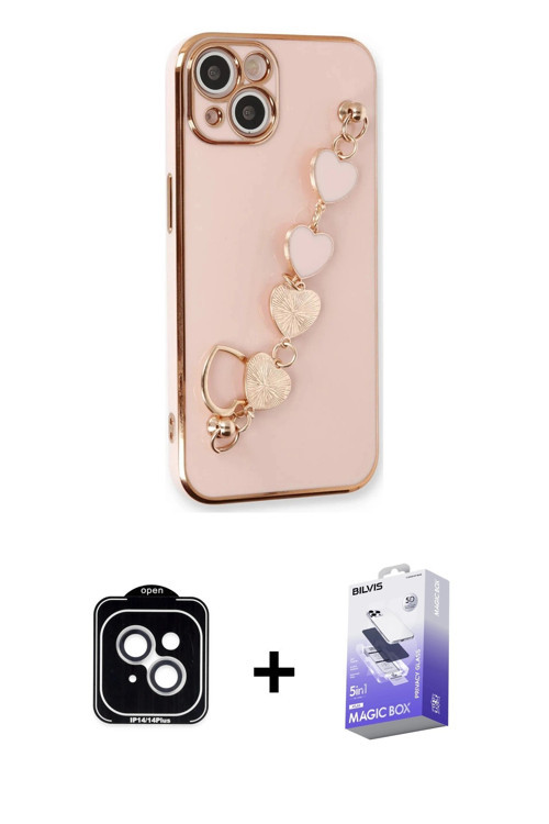 ieg™ iPhone 14 Kılıf Nova Işık Prime - Siyah Bilvis 5in1 5D Magic Hayalet Cam Ekran Koruyucu + Gümüş