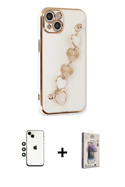 ieg™ iPhone 14 Kılıf Nova Işık Prime - Siyah Bilvis 3D Cam Ekran Koruyucu + Yeşil Shine Kamera Lens