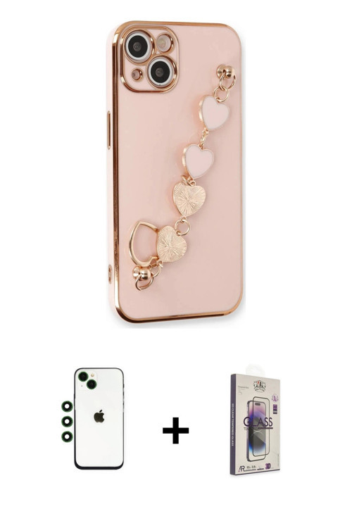 ieg™ iPhone 14 Kılıf Nova Işık Prime - Siyah Bilvis 3D Cam Ekran Koruyucu + Yeşil Shine Kamera Lens