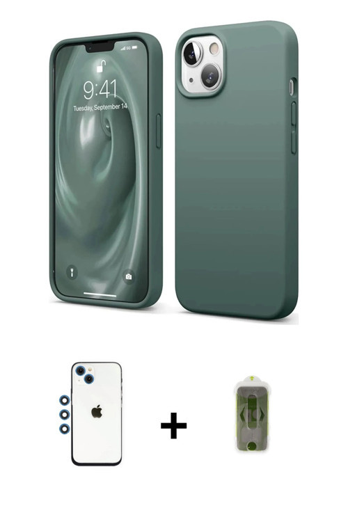 ieg™ iPhone 14 Kılıf Kozmos Yansıma Özel Seri - Siyah Joko Magic 5D Hayalet Cam + Mavi Shine Kamera