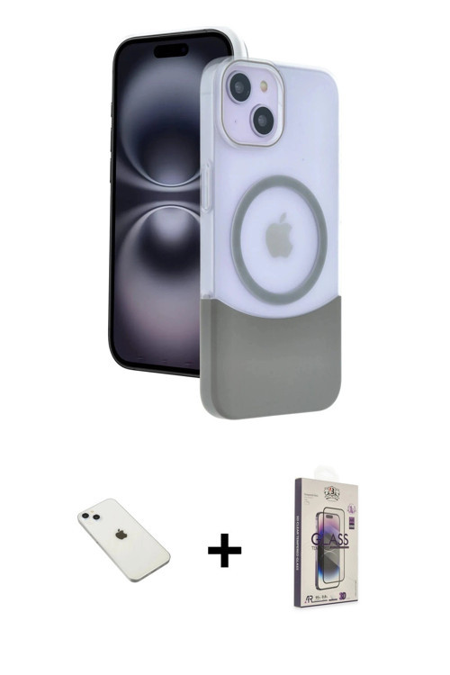 ieg™ iPhone 14 Kılıf Kozmos Form Özel Seri - Siyah Bilvis 3D Cam Ekran Koruyucu + Sierra Blue Diamon
