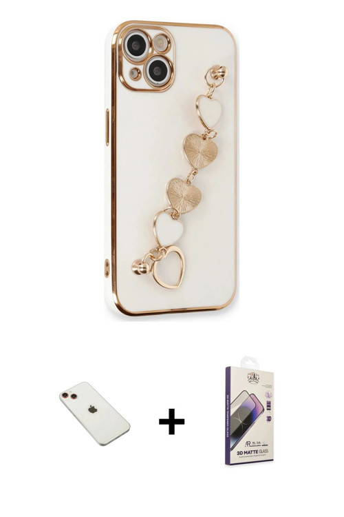 ieg™ iPhone 14 Kılıf Nova Işık Prime - Siyah Bilvis 3D Mat Cam Ekran Koruyucu + Kırmızı Diamond Kame
