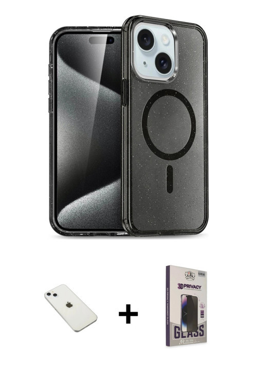 ieg™ iPhone 14 Kılıf Nova Asil Prime - Siyah Bilvis Hayalet Cam Ekran Koruyucu + Sierra Blue Diamond