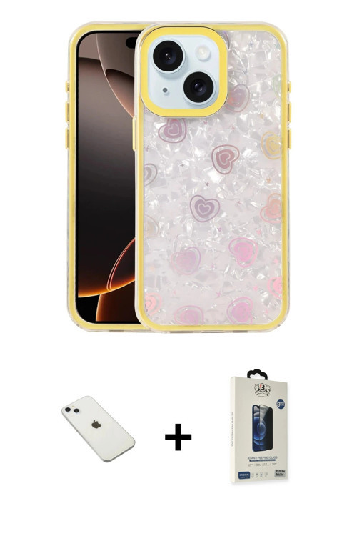 ieg™ iPhone 14 Kılıf Odak Prime - Siyah Bilvis Hayalet Cam Ekran Koruyucu + Sierra Blue Diamond Kame