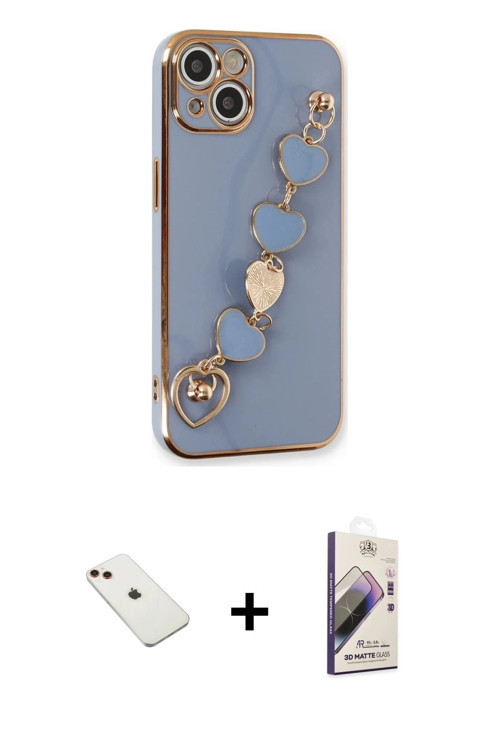 ieg™ iPhone 14 Kılıf Nova Işık Prime - Siyah Bilvis 3D Mat Cam Ekran Koruyucu + Kırmızı Diamond Kame
