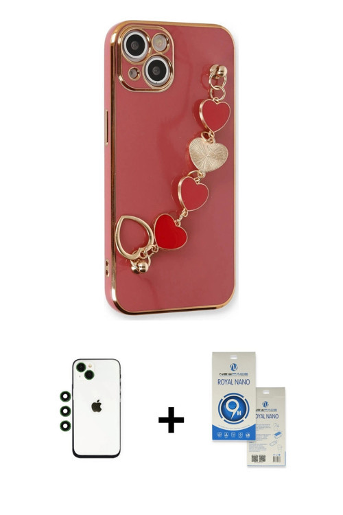 ieg™ iPhone 14 Kılıf Nova Işık Prime - Şeffaf Royal Nano Ekran Koruyucu + Yeşil Shine Kamera Lens