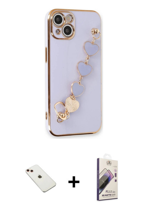 ieg™ iPhone 14 Kılıf Nova Işık Prime - Siyah Bilvis 3D Mat Cam Ekran Koruyucu + Kırmızı Diamond Kame