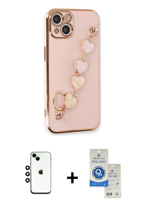 ieg™ iPhone 14 Kılıf Nova Işık Prime - Şeffaf Royal Nano Ekran Koruyucu + Yeşil Shine Kamera Lens
