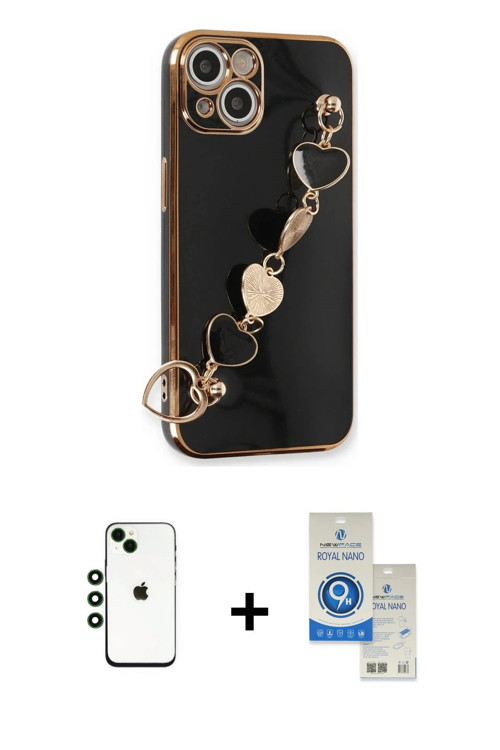 ieg™ iPhone 14 Kılıf Nova Işık Prime - Şeffaf Royal Nano Ekran Koruyucu + Yeşil Shine Kamera Lens