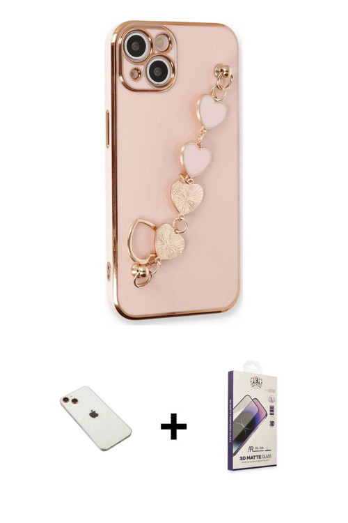 ieg™ iPhone 14 Kılıf Nova Işık Prime - Siyah Bilvis 3D Mat Cam Ekran Koruyucu + Kırmızı Diamond Kame