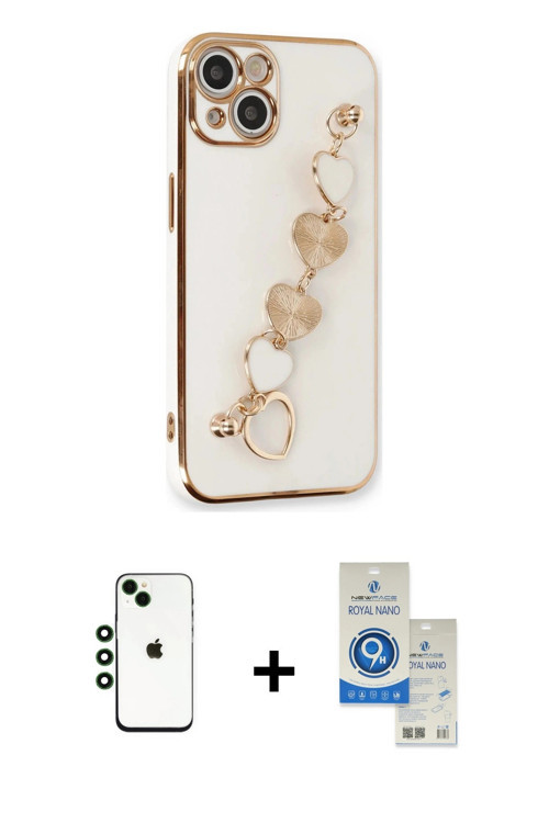 ieg™ iPhone 14 Kılıf Nova Işık Prime - Şeffaf Royal Nano Ekran Koruyucu + Yeşil Shine Kamera Lens