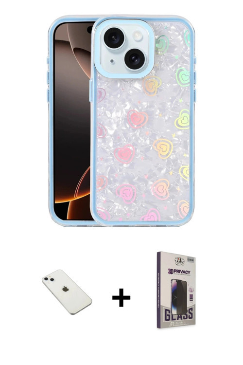 ieg™ iPhone 14 Kılıf Odak Prime - Siyah Bilvis Hayalet Cam Ekran Koruyucu + Sierra Blue Diamond Kame
