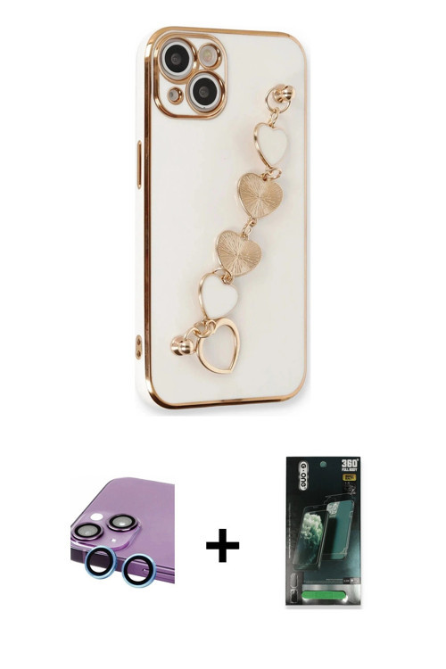 ieg™ iPhone 14 Kılıf Nova Işık Prime - Şeffaf 360 Full Body Arka Koruyucu + Mavi Raze Metal Kamera L